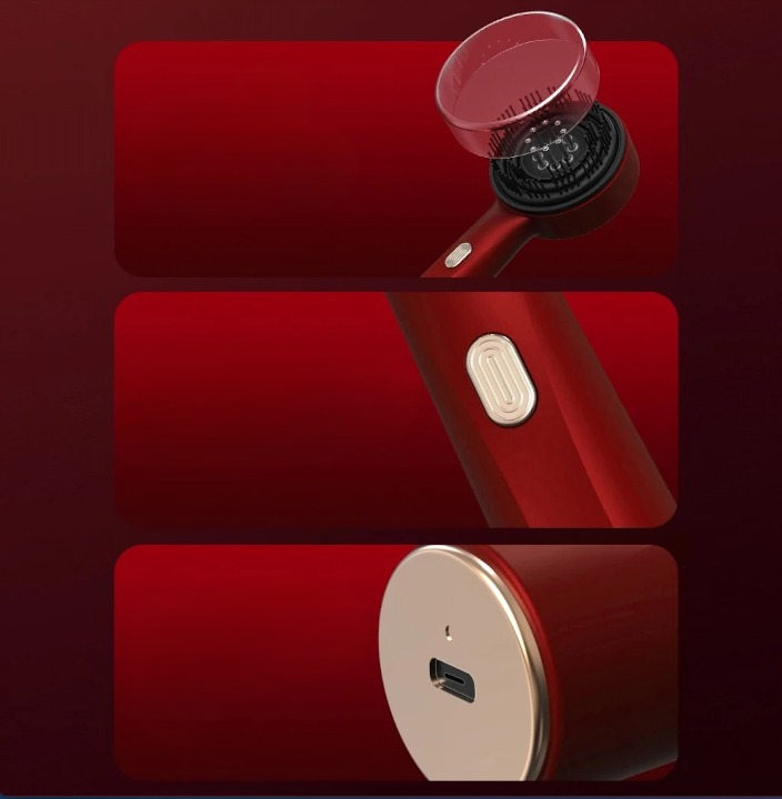 Brosse Massante Électrique à Lumière Rouge - Stimulateur Capillaire et Soin Profond