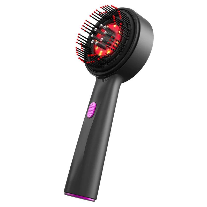 Brosse Massante Électrique à Lumière Rouge - Stimulateur Capillaire et Soin Profond