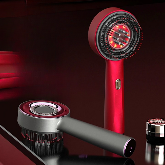 Brosse Massante Électrique à Lumière Rouge - Stimulateur Capillaire et Soin Profond
