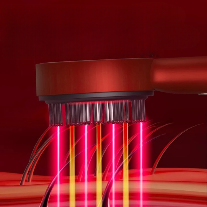 Brosse Massante Électrique à Lumière Rouge - Stimulateur Capillaire et Soin Profond